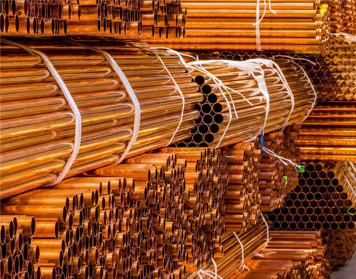 Bundles of medical gas copper pipes Stacked at the Lawton Tubes Facility