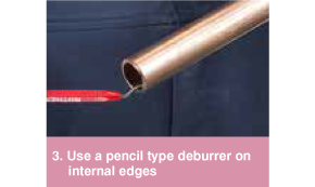Use a pencil type deburrer on internal edges