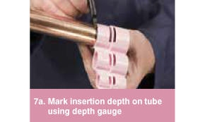Mark insertion depth on tube using depth gauge