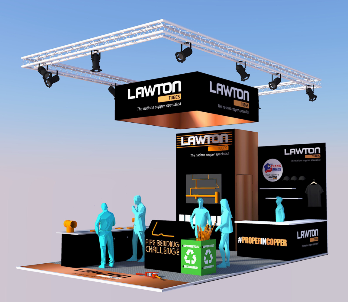 Mock up image of the Lawton Tubes stand at the Installer Show