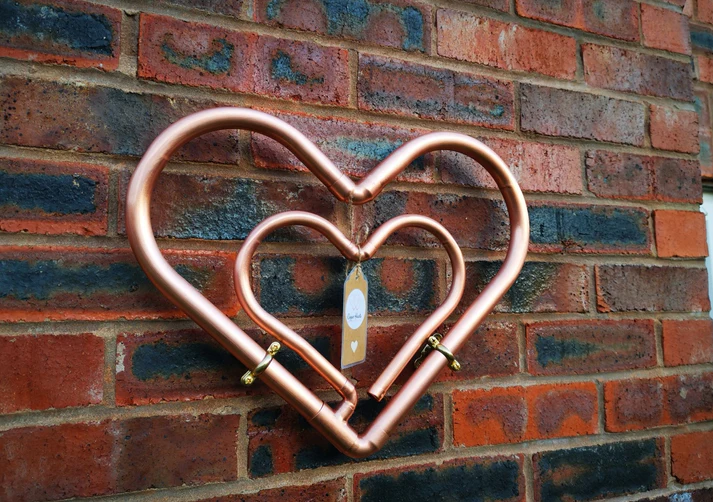 A twin copper heart. One of the copper heart designs from Copper Hearts UK.