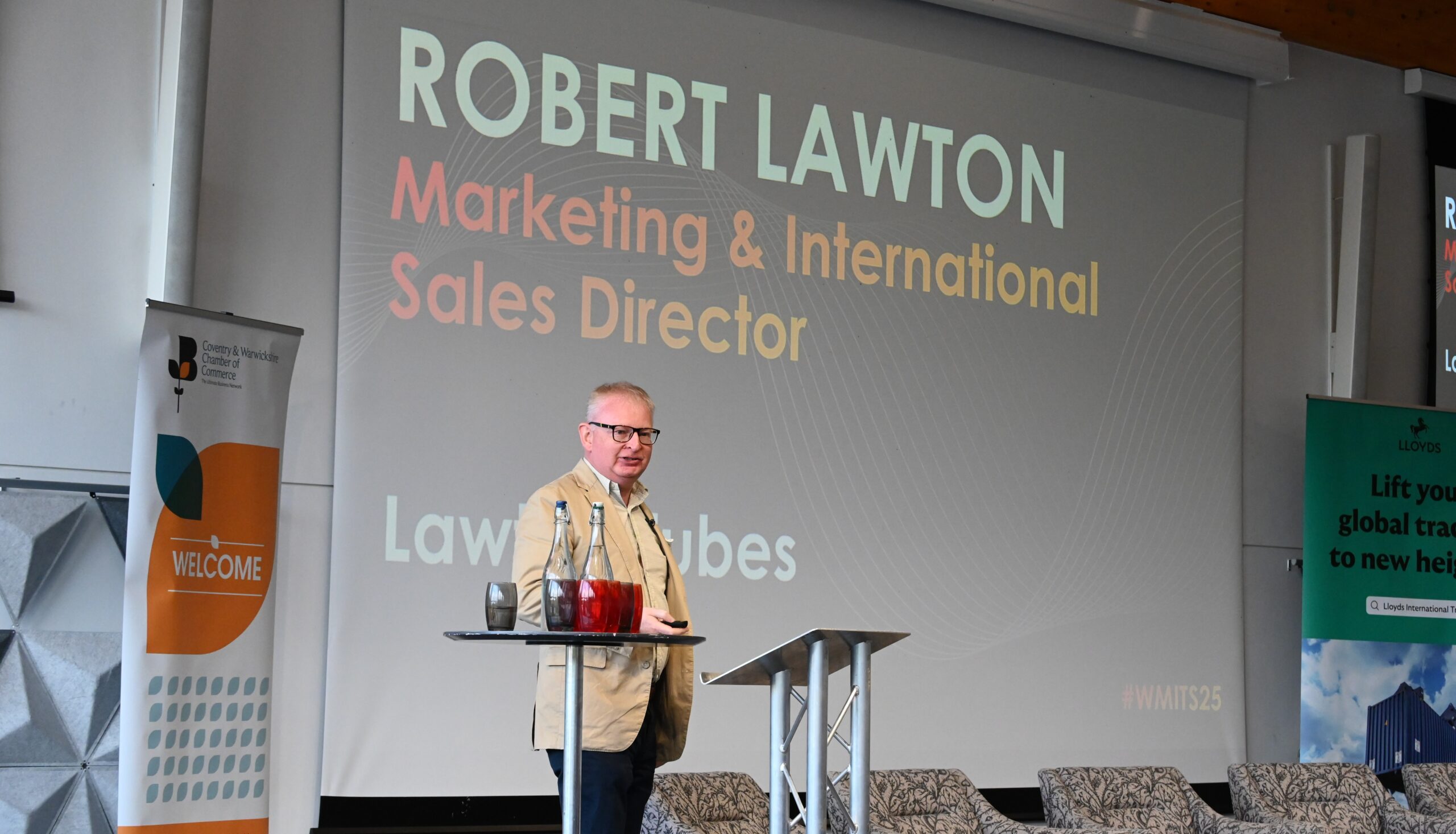 Robert Lawton presents at the coventry chamber export summit 2025